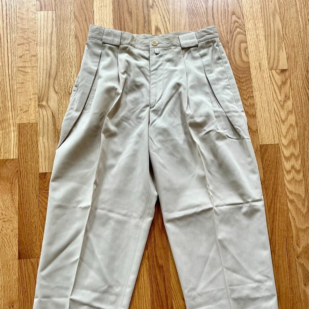 Vintage MATINIQUE 80's Cream Pleated Cuffed High Waist Pants sz: 32